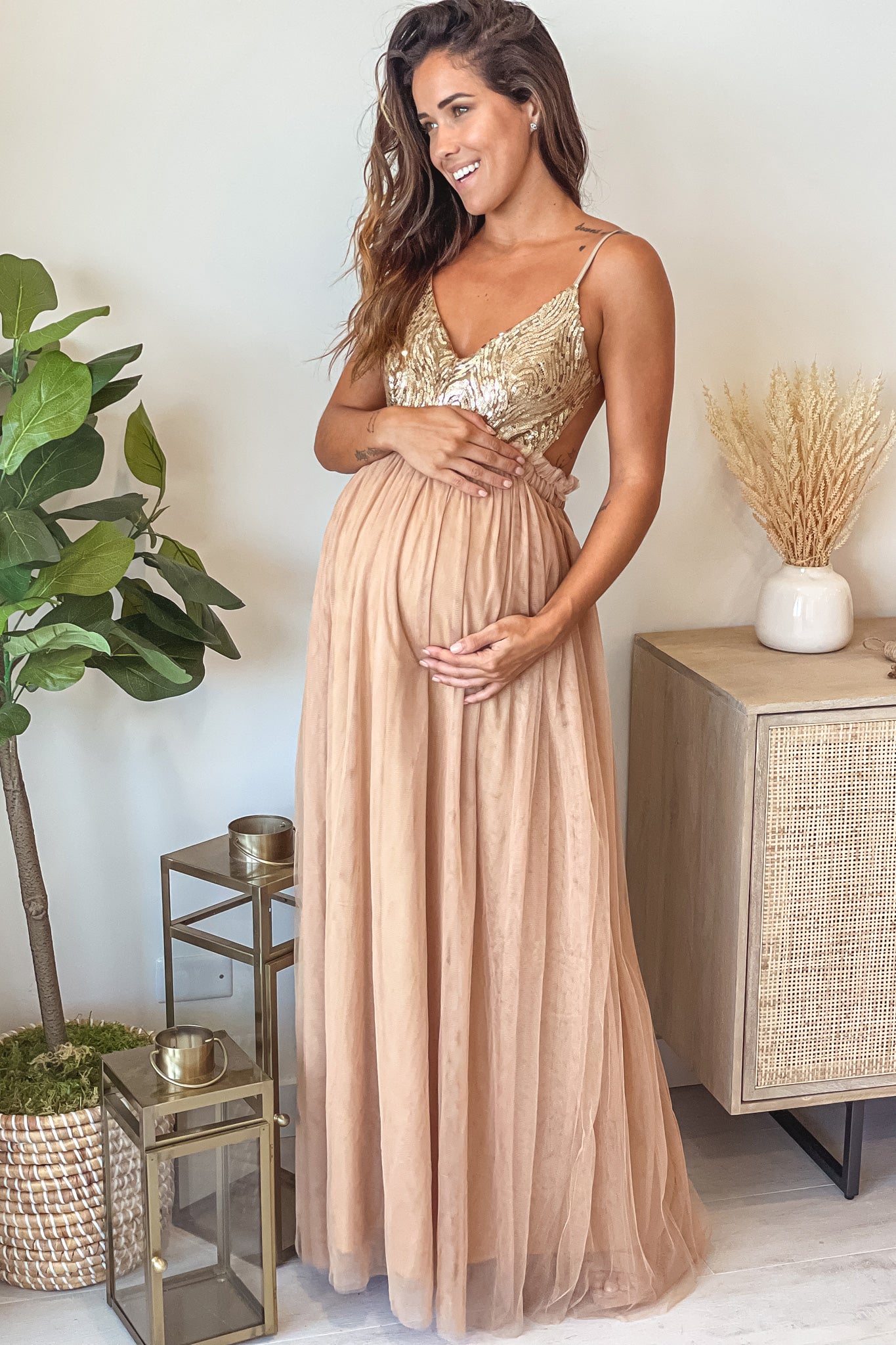 Champagne Glitter Top Maternity Tulle ...